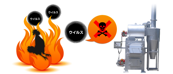焼却処分なら、感染した鳥を処分する際に一緒にウイルスも焼却され死滅します。