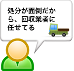 処分が面倒だか ら、回収業者に 任せてる  